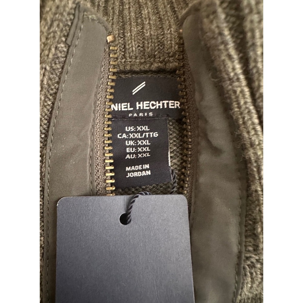 NWT DANIEL HECHTER Paris Men's Full Zip Knit Sweater Dark Green XXL Cotton Blend - Picture 6 of 14